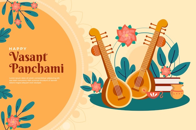 Free vector flat background for vasant panchami festival