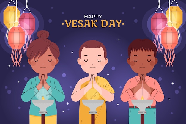 vesak 日祭りのお祝いのフラット バック グラウンド