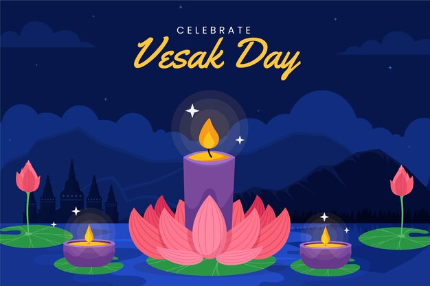 vesak 祭りのお祝いのフラット背景