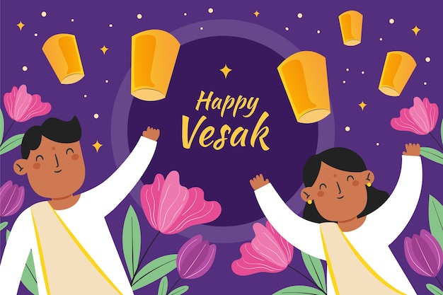 Flat background for vesak festival celebration