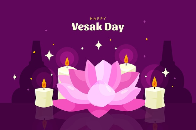 Flat background for vesak festival celebration