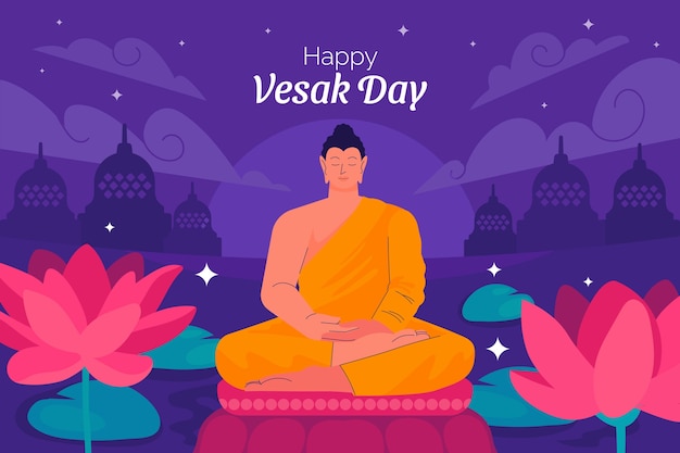 Flat background for vesak festival celebration