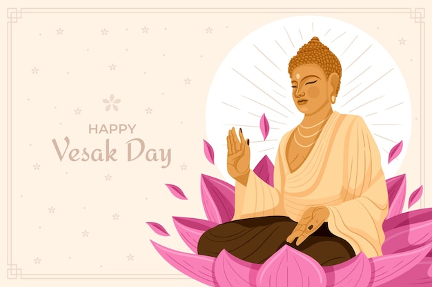 Free vector flat background for vesak festival celebration