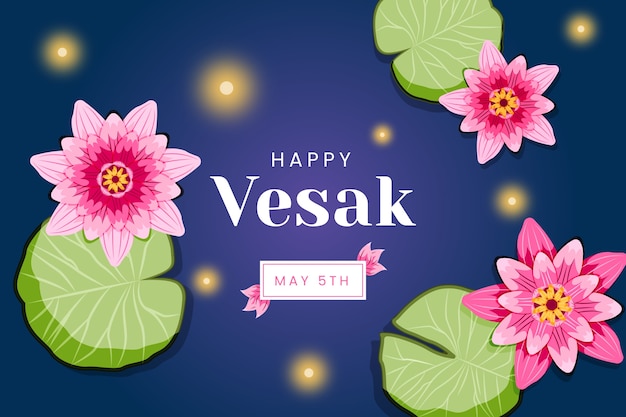 Vettore gratuito sfondo piatto per la celebrazione del festival vesak