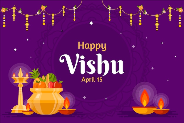 Free vector flat background for vishu festival celebration