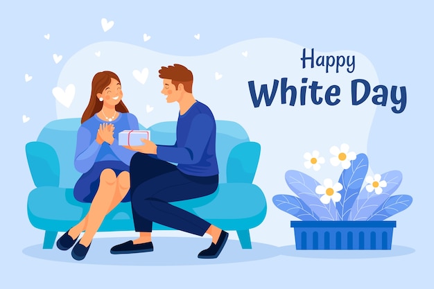 Free vector flat background for white day celebration