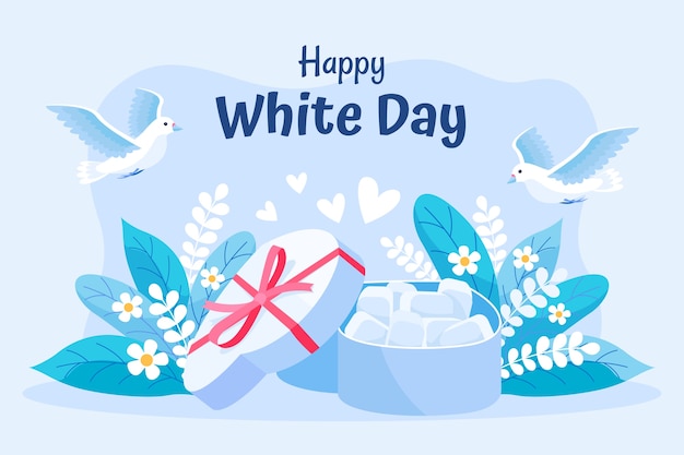 Free vector flat background for white day celebration