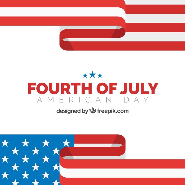 Плоский фон с абстрактным флагом для четвертого июля