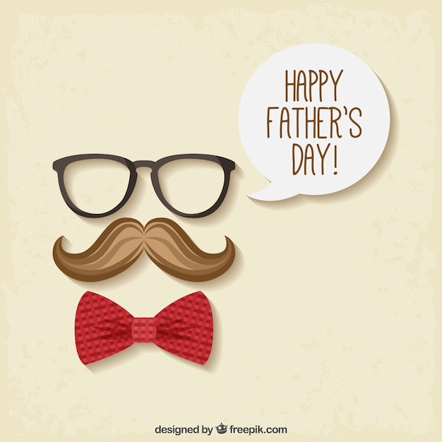 Free vector flat background with bow tie and moustache for father's day