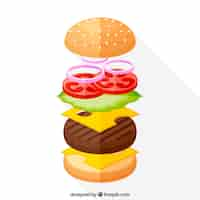 Free vector flat background with burger ingredients