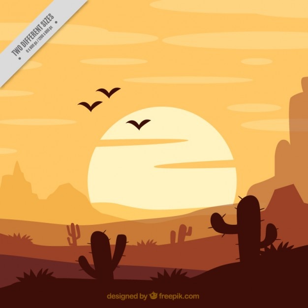 Free vector flat background with cactus in orange tones