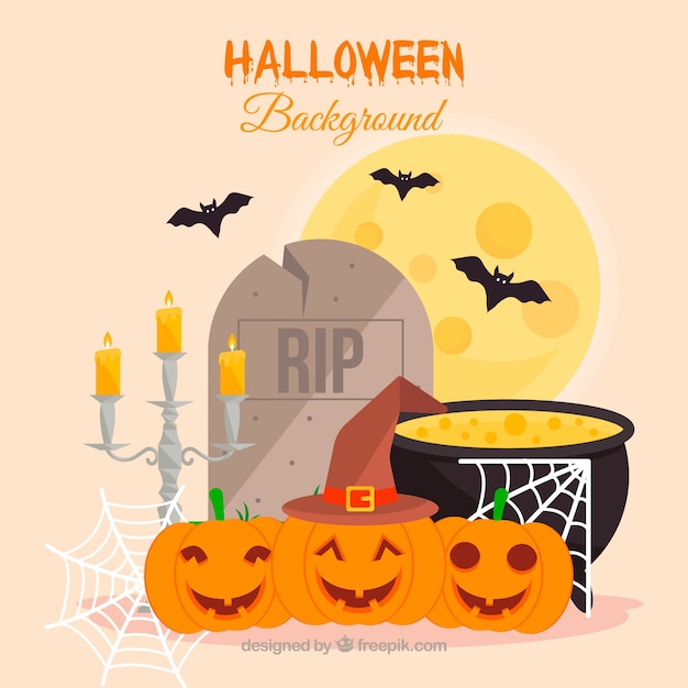 Free vector flat background with creepy elements