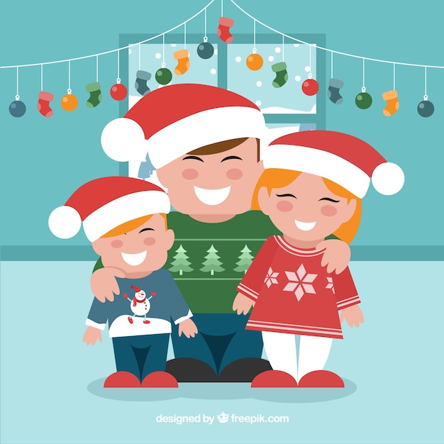 Free vector flat background with a family hugging