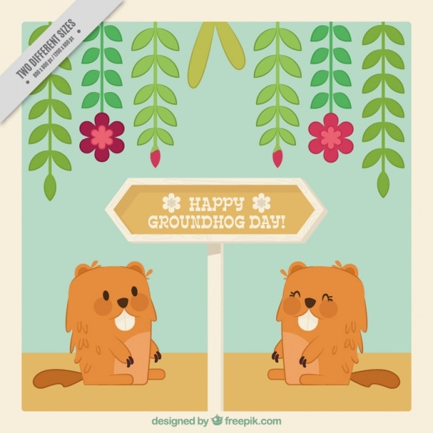Free Vector flat background with floral decoration for groundhog day