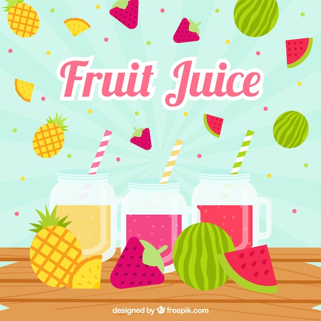 Free vector flat background with fruit juices