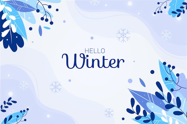 Free vector flat background with hello winter message