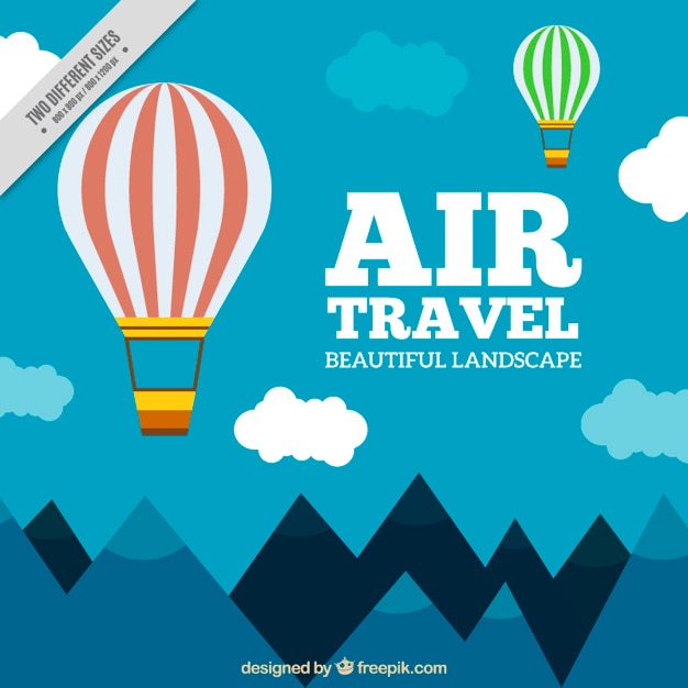 Free vector flat background with hot air balloons