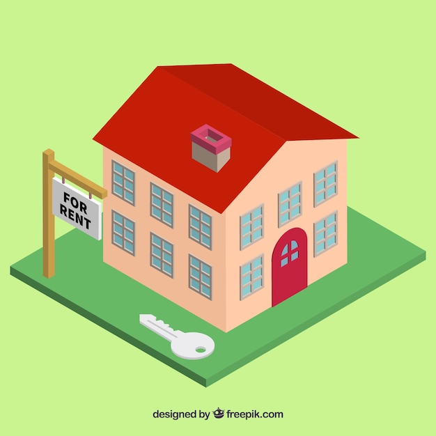 Flat background with a house for rent