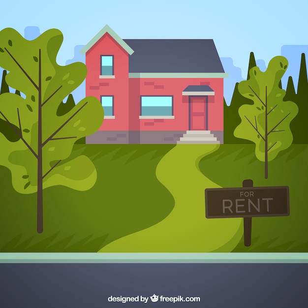 Free vector flat background with a house for rent