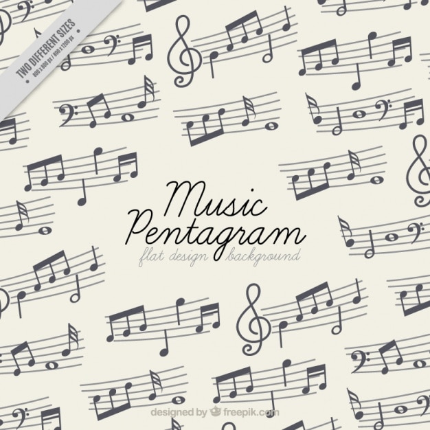 Free vector flat background with music pentagrams