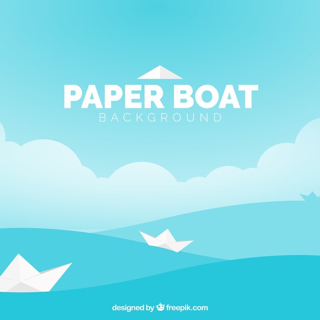 Плоский фон с бумажными лодками