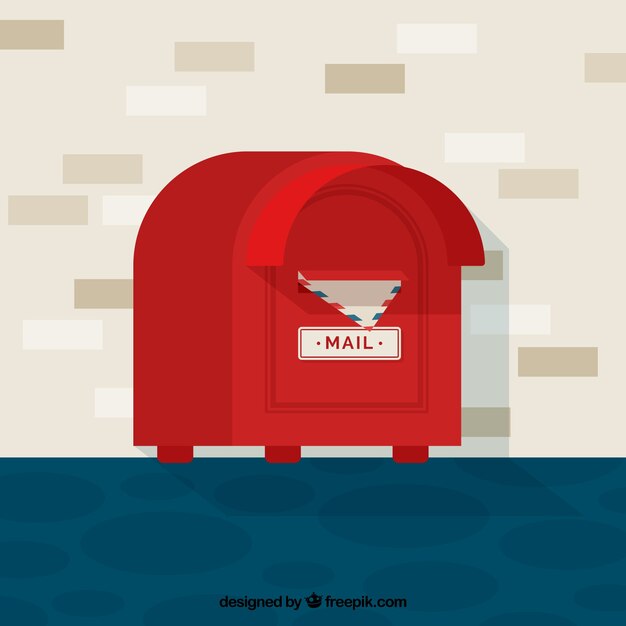 Flat background with red mailbox