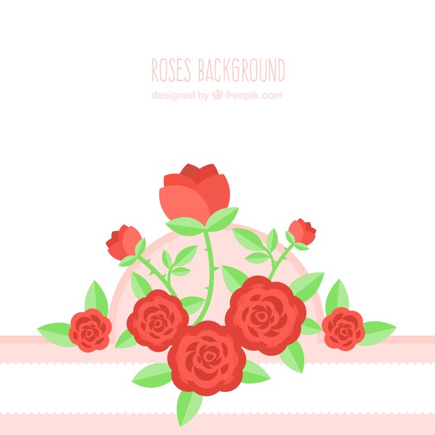 Free vector flat background with red roses