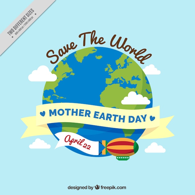 Free vector flat background with ribbon and planet earth