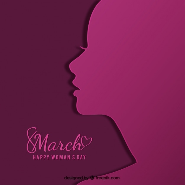 Free vector flat background with silhouette for women's day