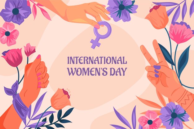 여성의 날 축하를 위한 평평한 배경