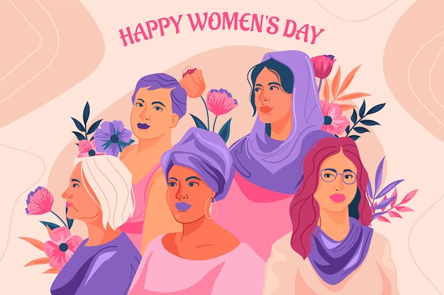 여성의 날 축하를 위한 평평한 배경