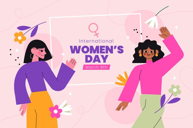 Flat background women's day celebration