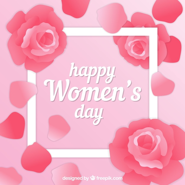 Flat background for women's day with roses