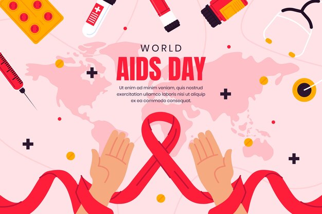 Плоский фон для осведомленности о Всемирном дне борьбы со СПИДом