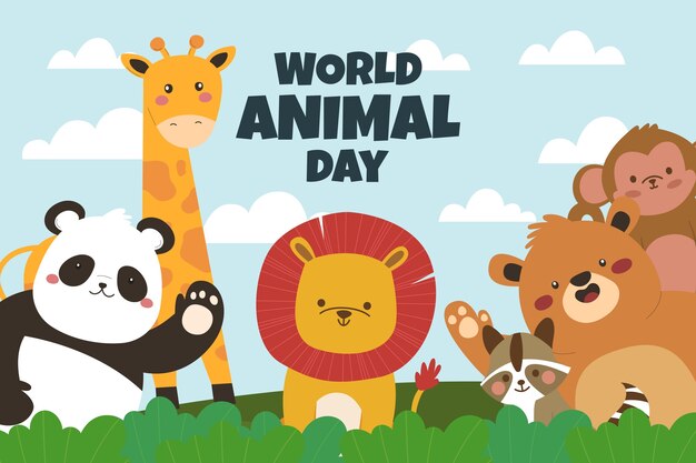 Flat background for world animal day celebration