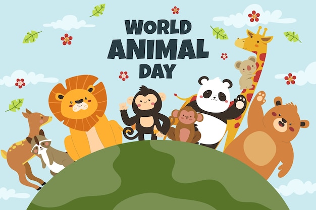 Free vector flat background for world animal day celebration