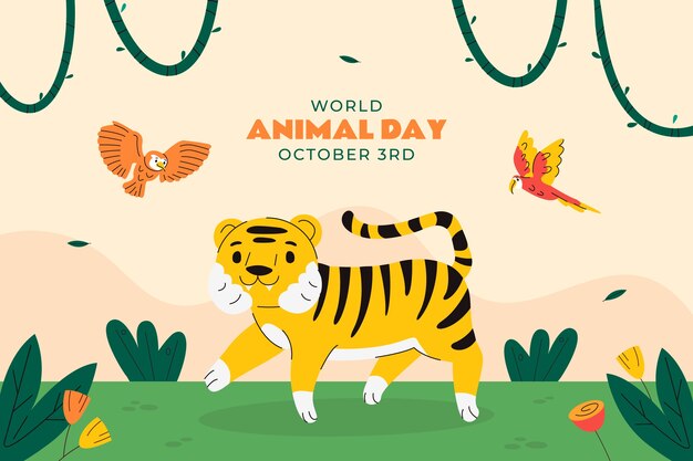 Flat background for world animal day celebration