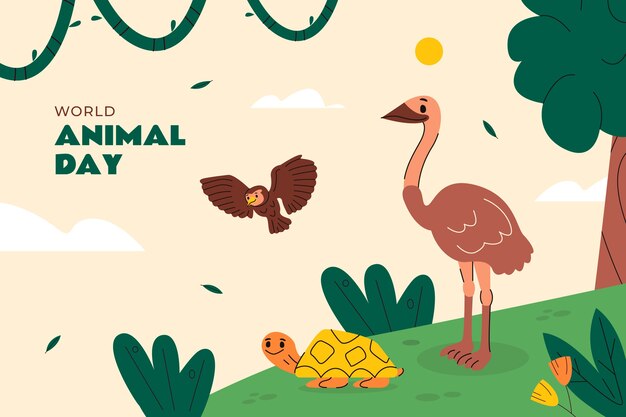 Flat background for world animal day celebration