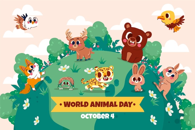 Flat background for world animal day celebration