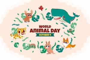 Free vector flat background for world animal day celebration