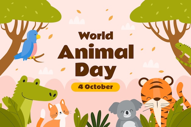 Free vector flat background for world animal day celebration