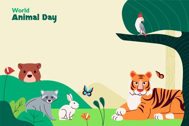 세계 동물의 날 축하를 위한 평평한 배경