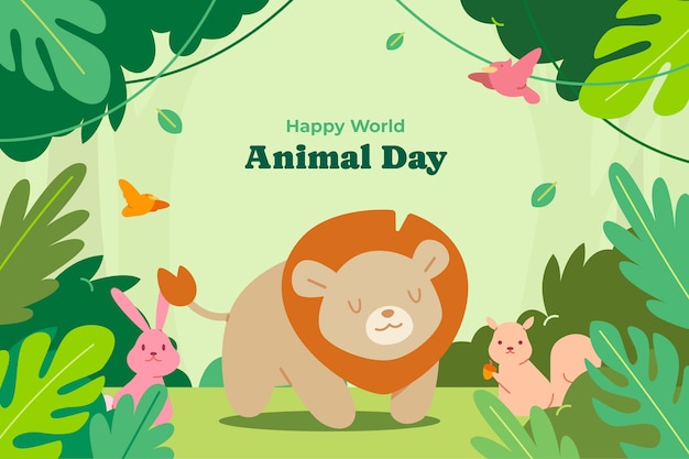 Flat background for world animal day celebration