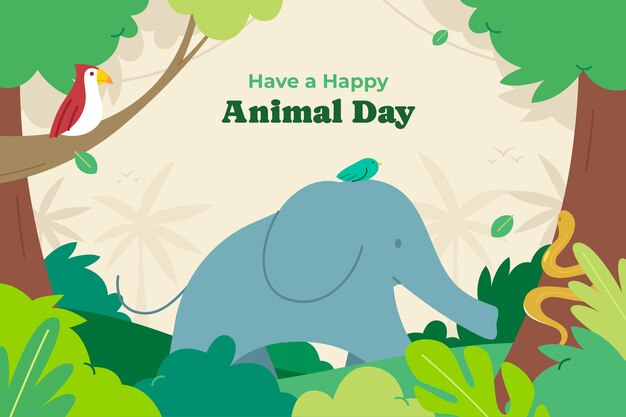 Flat background for world animal day celebration