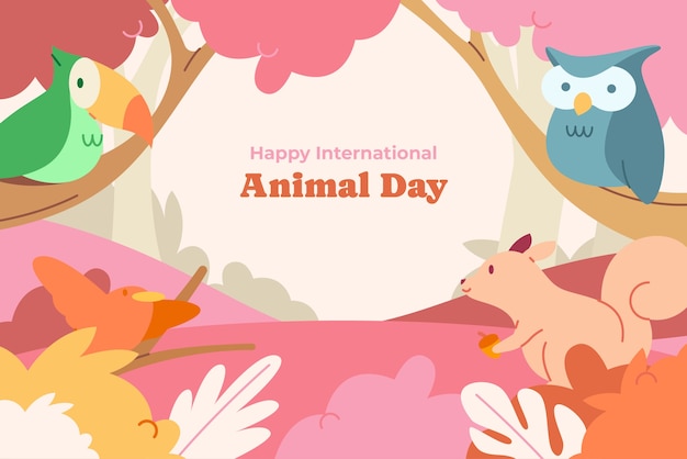 Flat background for world animal day celebration