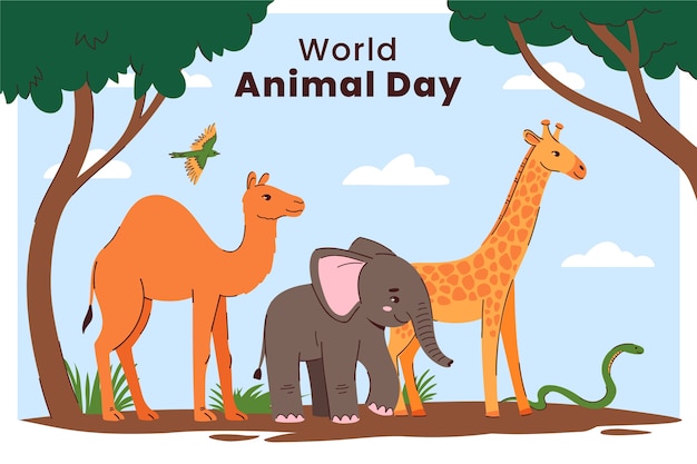 Flat background for world animal day celebration