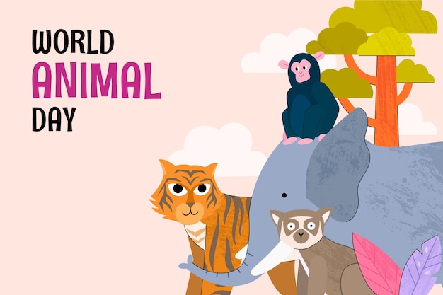 Flat background for world animal day celebration