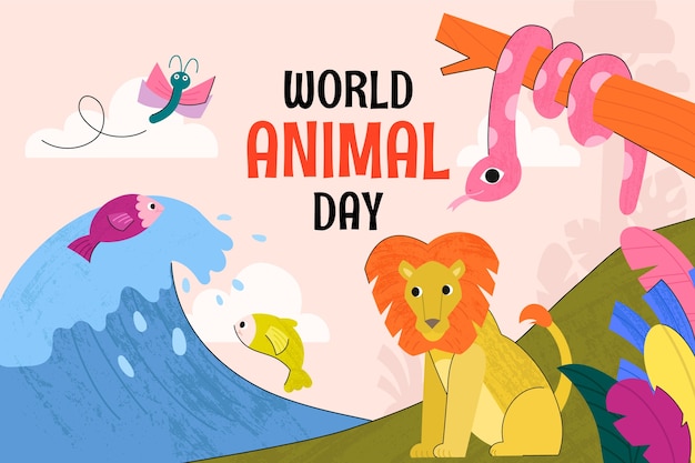 Free vector flat background for world animal day celebration