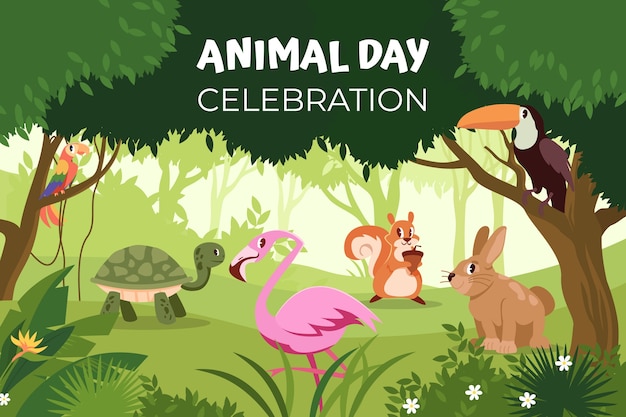 Flat background for world animal day celebration