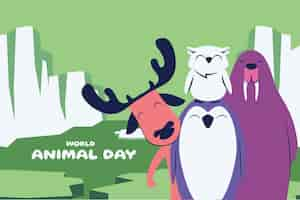 Free vector flat background for world animal day celebration